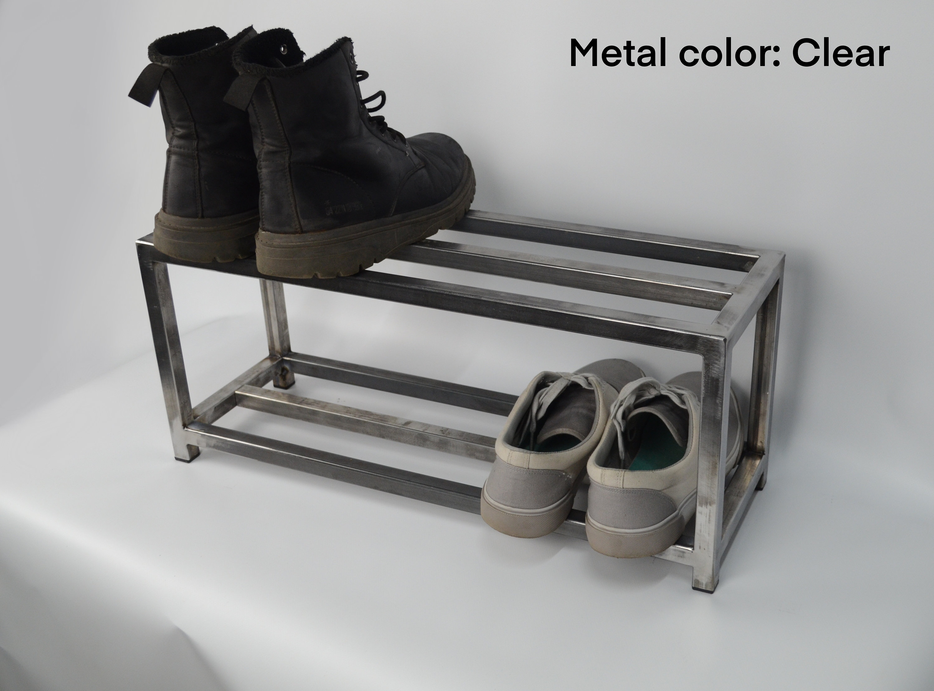 Entryway 2 Tier Metal Shoe Rack Black Shoe Stand Hallway 70s Custom ...