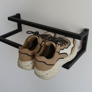 Industrial metal shoe organizer Wall mount hallway storage Entryway shoe rack for housewarming gift Wall shuhregal for home decor Black rack