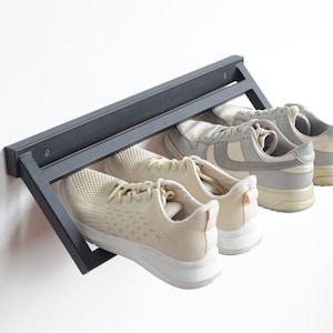 Wall metal entryway organization for shoe rack Industrial shoe shelf for wall Unique small shoe cabinet Schuhregal metall gifts Metal shelf