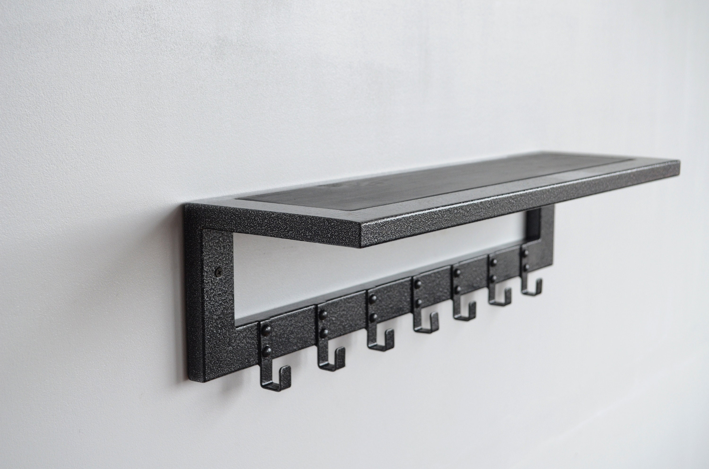 Industrial Metal Wall Mount Coat Rack With Hooks Unique Floating