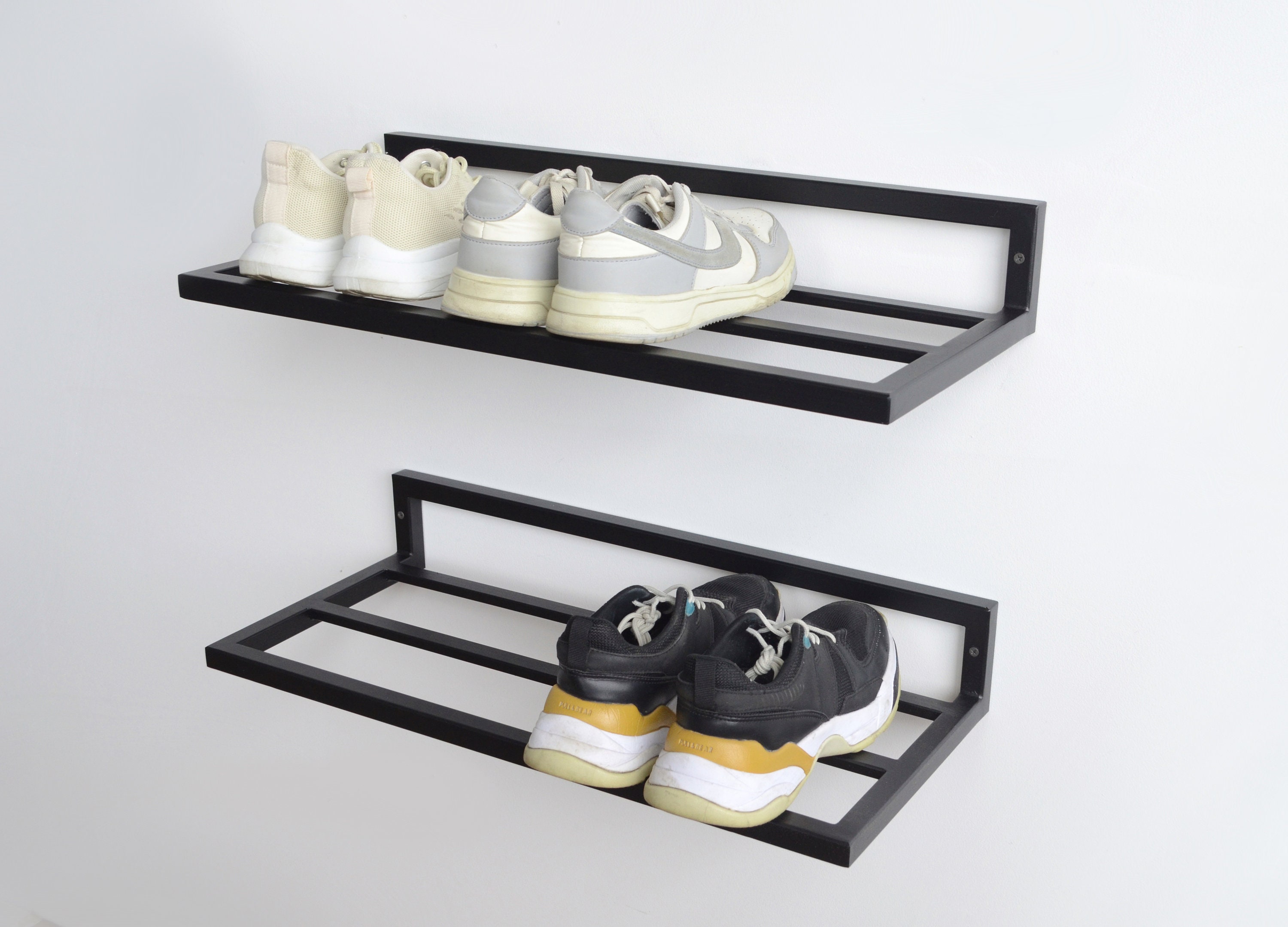 Wall Mount Shoe Rack Black Set 2 Shoe Stand Industrial Schuhregal