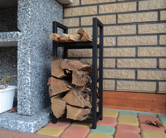 Porte-bûches de bois de chauffage en métal, chariot en métal pour