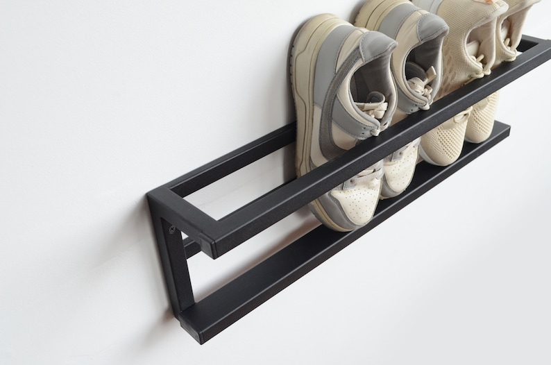 Entryway Metal Wall Mounted Shoe Storage Unique Open Floating Etsy Canada