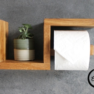 Simple oak toilet paper holder/toilet paper holder