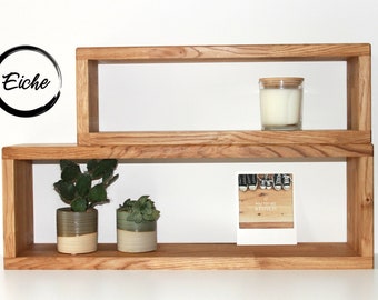 Rectangular wall shelf made of oak