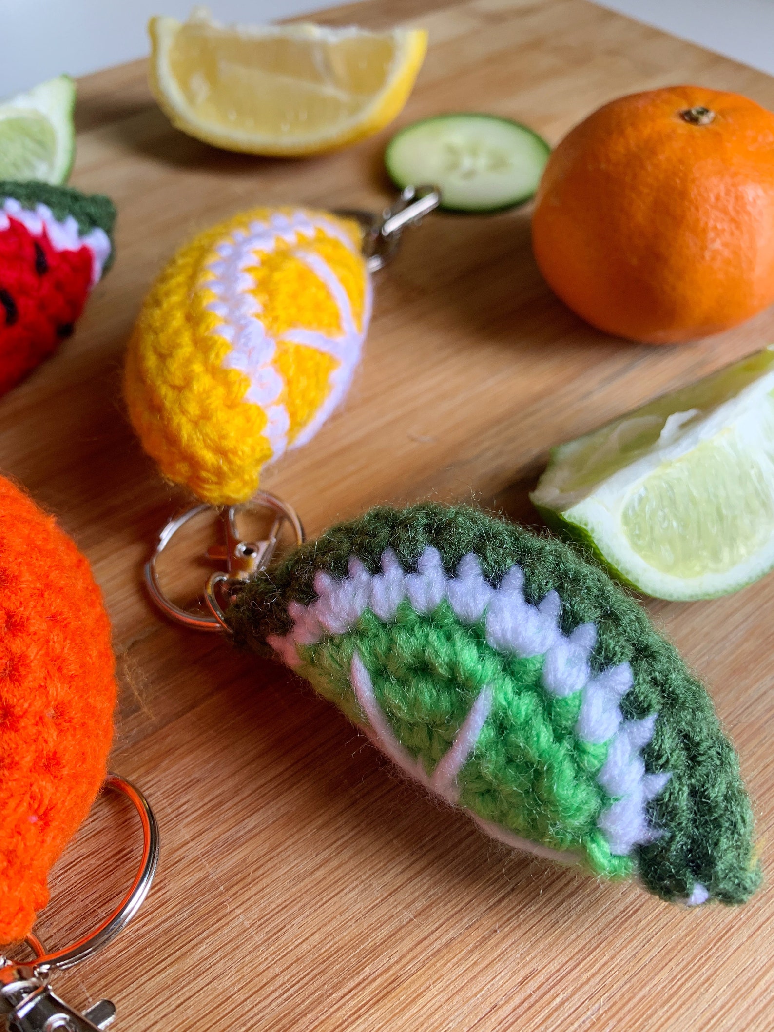 Crochet Fruit Keychain Crochet Fruit Slice Lemon Slice Etsy