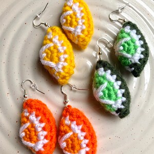 Crochet Citrus Earrings - Crochet Orange Earring - Crochet Lime Earring - Crochet Lemon Earring - Crochet Fruit Earrings
