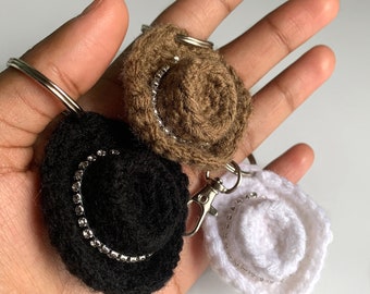 Crochet Rhinestone Cowboy Hat Keychain - Cowboy Hat Keychain - Mini Crochet Cowboy Hat - Cowboy Hat