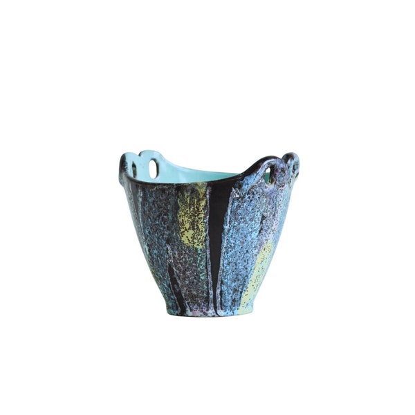 CARSTENS TÖNNIESHOF 1960s vintage ceramic cachepot planter with colorful gradient glaze, model 586