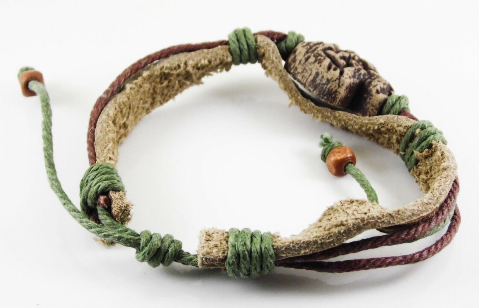 Grünes und braunes Unisex Lederarmband mit gedrehter Kordel | Etsy