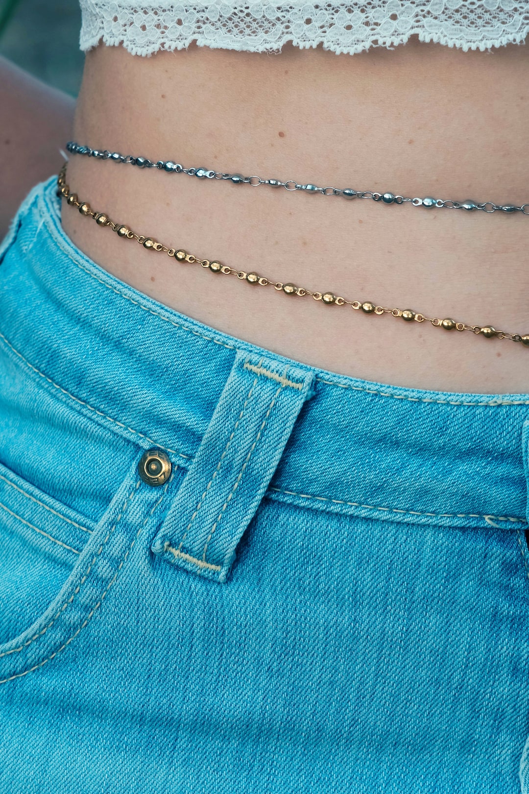 Simple Belly Chain, Gold Body Jewelry, Silver Body Jewelry, Stainless