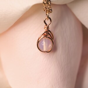 Opalite necklace, Sterling silver, Copper, Non-tarnish, Handmade, Wirewrapped jewelry, Secret Santa gift for women, Roommate Christmas gift
