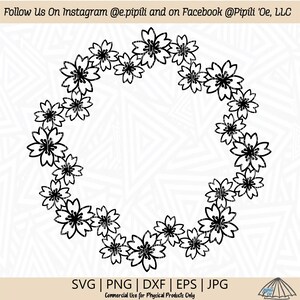 Sakura Blumen Kreis Rahmen SVG - Digitaler Download - Kirschblüte SVG - Sakura Blume Clip Art - Kirschblüte Png - Schneidedatei - Dxf