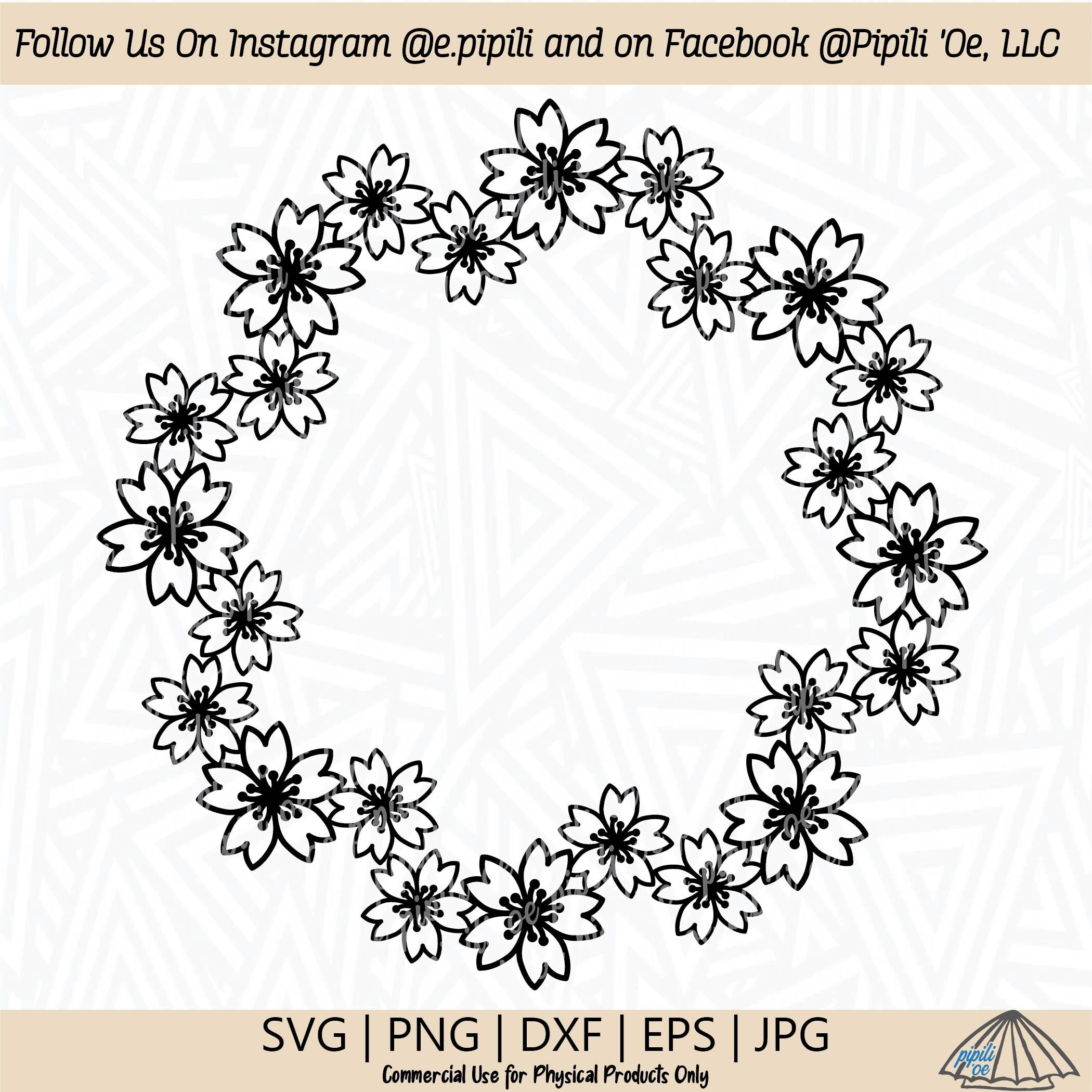 Sakura Flowers Circle Frame SVG - Digital Download - Cherry Blosssum SVG - Sakura Flower Clip Art - Cherry Blossum Png - Svg Cut File - Dxf