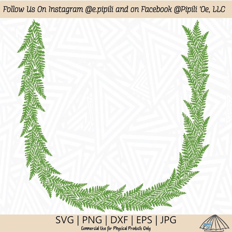 Thin Palapalai Lei Svg - Lace Fern SVG - Plant SVG - Fern SVG - Digital Download - Hawaii Plant Svg - Hawaiian Svg - Tropical Plant Svg image 2