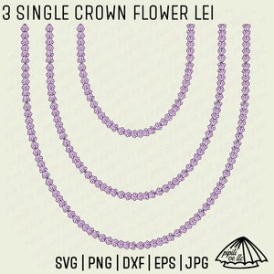 3 Single Crown Flower Lei SVG - Crown Flower SVG - Digital Download - Pua Kalaunu SVG - Flower Lei Png - Crown Flower Clip Art - Hawaii Svg