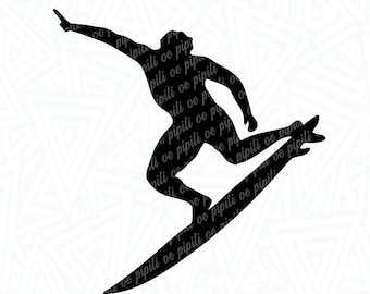 Silueta de surfista SVG - Surfista SVG - Surf SVG - Playa Svg - Descarga digital - Archivo de corte de surfista - Clip Art de surfista - Cricut - Silueta