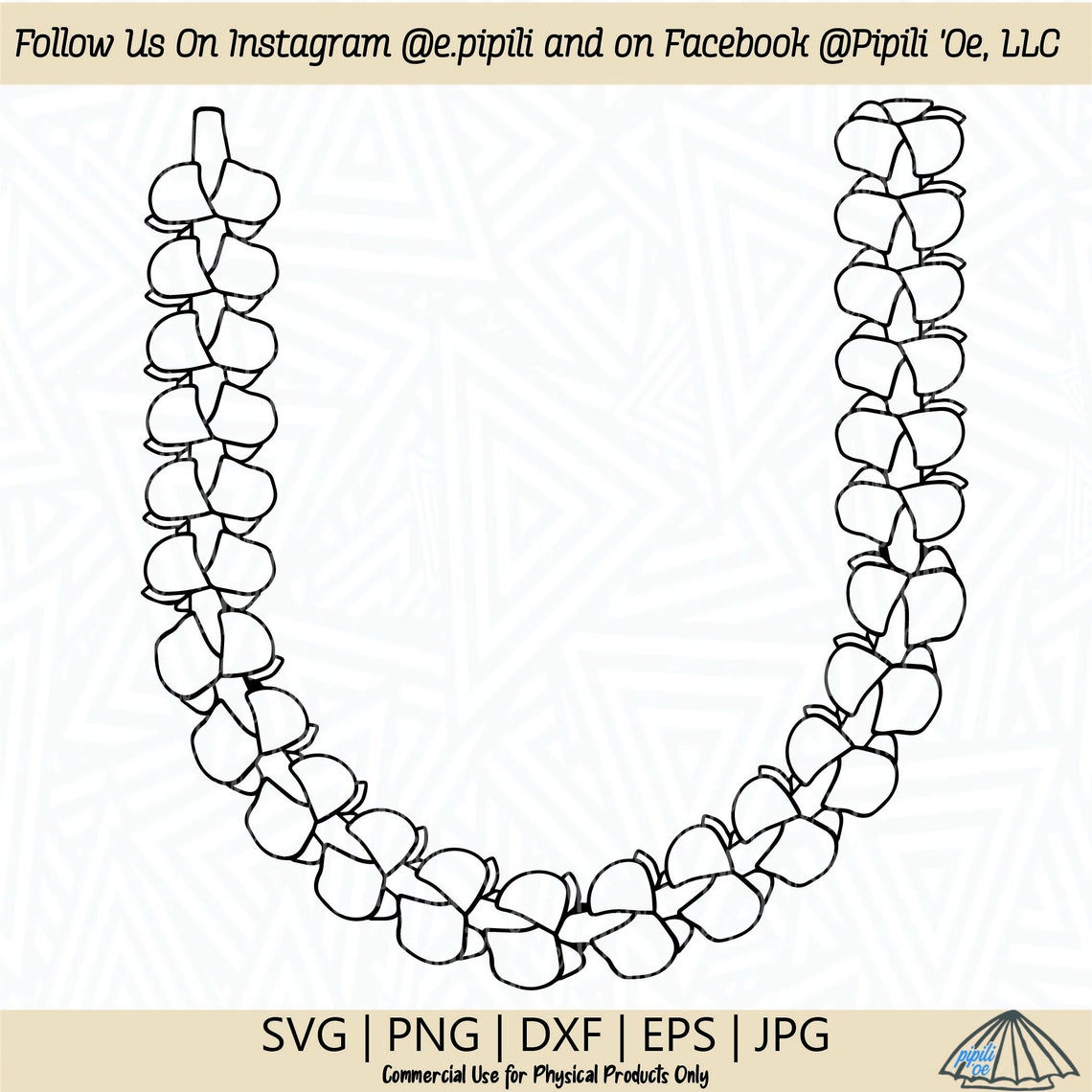 Puakenikeni Half Lei Outline SVG Puakenikeni Flower SVG Etsy
