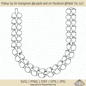 Puakenikeni Half Lei Outline SVG - Puakenikeni Flower SVG - Hawaii Flower SVG - Digital Download - Puakenikeni Flower Clip Art