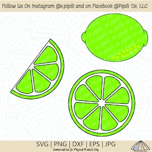 Lime Slice and Wedge SVG - Lime SVG - Frutta SVG - Download digitale - Agrumi Svg - Decorazione per la casa Png - Cartello cucina Svg - Clip Art lime