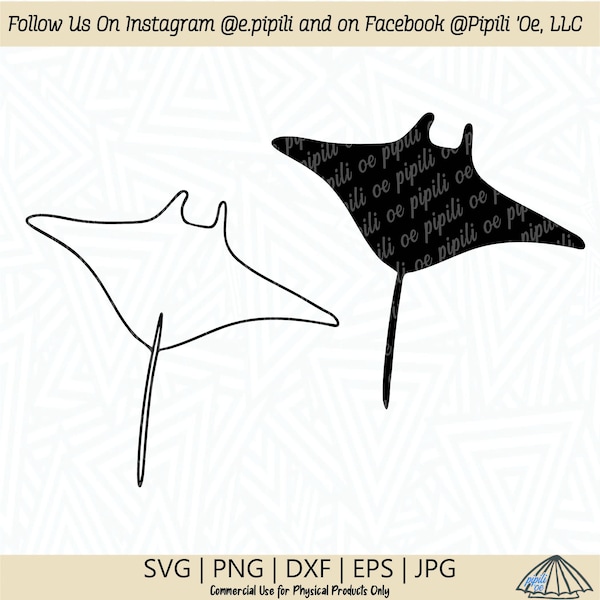 Manta Ray - Hahalua SVG - Manta Ray SVG - Hawaii SVG - Manta Ray Clip Art - Manta Ray Cut File - Téléchargement numérique - Ocean Svg