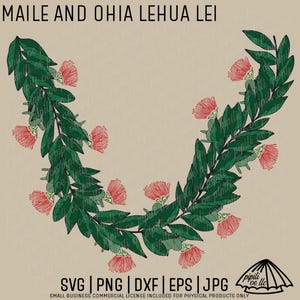 Ohia and Maile Half Lei SVG - Ohia Lehua SVG - Maile Lei SVG - Laser Engraving - Hawaiian Lei - Lei Strand Svg - Digital Download - Lehua