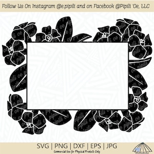 Puakenikeni Flower Frame SVG - Puakenikeni Flower SVG - Rectangle Frame SVG - Tropical Flower Frame Svg - Digital Download - Clip Art