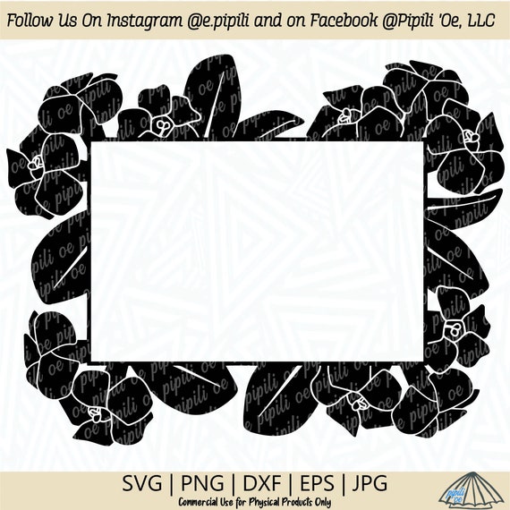 Puakenikeni Flower Frame SVG - Puakenikeni Flower SVG - Rectangle Frame SVG - Tropical Flower Frame Svg - Digital Download - Clip Art