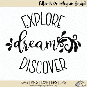 Odkryj Dream Discover SVG - Powiedzenia SVG - Cytaty SVG - Dziennik SVG - Pobieranie cyfrowe - Cricut - Sylwetka - Bullet Journal SVG