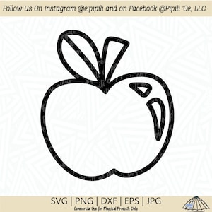Apple SVG - Apple Drawing SVG - Apple Outline SVG - Digital Download - Apple Clip Art - Apple Cut File - Fruit Svg - Food Svg