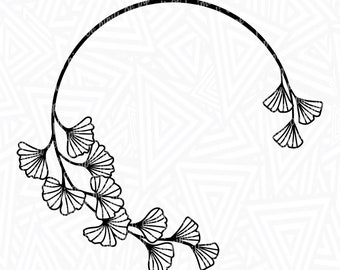 Ginkgo Leaf Circle Frame SVG - Ginkgo Leaves SVG - Digital Download - Ginkgo Leaf Clip Art - Leaves SVG - Ginkgo Leaf Png - Floral Wreath