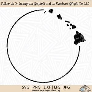 Stato delle Hawaii Circle Frame SVG - Isole Hawaii SVG - Download digitale - Circle Frame SVG - Clip Art delle isole Hawaii - Hawaii Png - Dxf