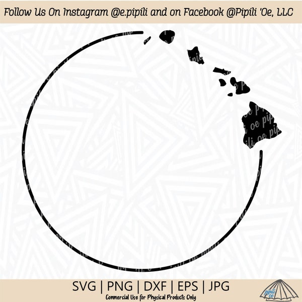 State of Hawaii Circle Frame SVG - Hawaii Islands SVG - Digital Download - Circle Frame SVG - Hawaii Islands Clip Art - Hawaii Png - Dxf