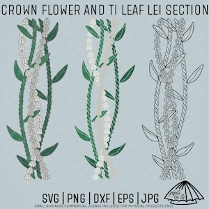 Crown Flower and Ti Leaf Lei Section SVG - Crown Flower Lei SVG - Ti Leaf Lei Clip Art - Laser Engraving - Lei La'i PNG - Hawaiian Lei Svg