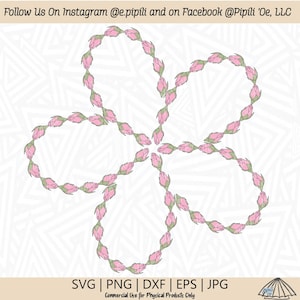 Lokelani Lei Flower SVG - Pink Damask Rose SVG - Digital Download - Lokelani Rose Bud SVG - Rose Clip Art - Lokelani Lei Png - Flower Dxf