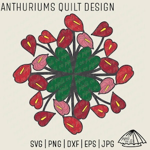 Anthurium courtepointe Design SVG - Anthurium SVG - courtepointe hawaïenne JPG - Hawaii fleur Svg - Svg hawaïen Design - Floral Design Png - fleur Dxf