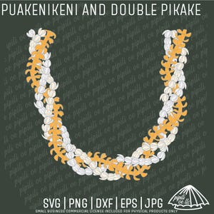 Puakenikeni and Double Pikake Lei SVG - Puakenikeni Lei SVG - Pikake Lei PNG - Laser Engraving - Lei Design for Shirts - Lei Svg - Clip Art