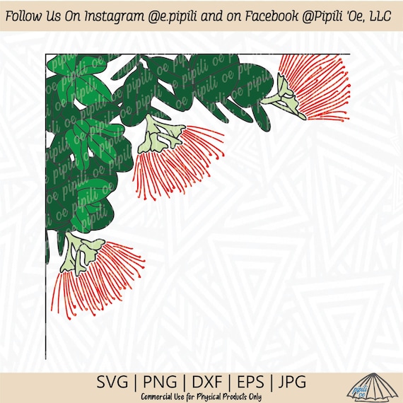 Ohia Lehua Corner Design SVG - Ohia Lehua Flower SVG - Hawaii