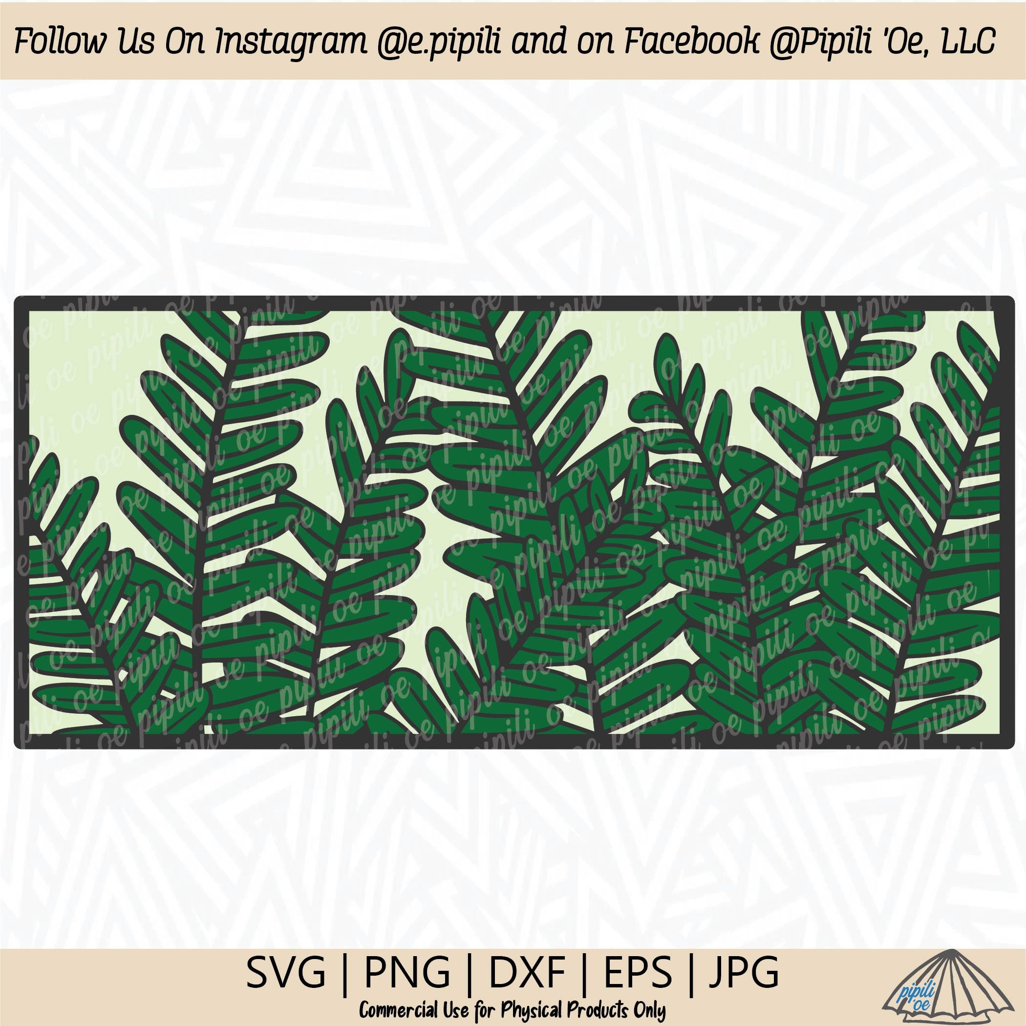 【人気ショップが最安値挑戦！】 Fern Kupukupu Framed SVG Plant - SVG Fern - SVG Color その他