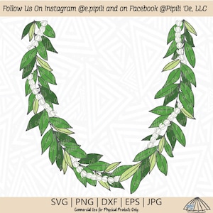 Maile and Pikake Half Lei SVG - Maile Lei SVG - Pikake Lei SVG - Digital Download - Maile Lei Clip Art - Hawaii Lei Png - Arabian Jasmine