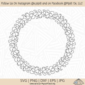 Puakenikeni Lei Circle Frame SVG - Wreath SVG - Hawaii SVG - Tropical Flower Svg - Puakenikeni Lei Svg - Puakenikeni Flower Svg - Frame Svg