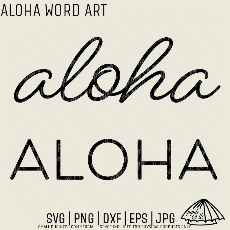 Aloha Word Art SVG - Aloha Script SVG - Cursive Aloha SVG - Digital ...