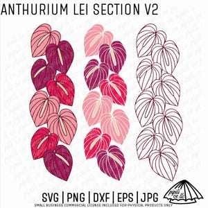 Anthurium Lei Section V2 SVG - Anthurium Clip Art PNG - Hawaii fleur SVG - fleur tropicale Jpg - gravure Laser - s&#39;épanouir fleur Svg