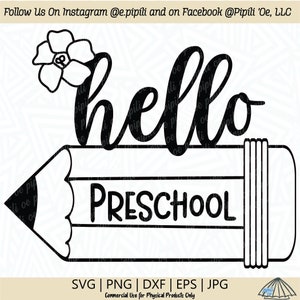 Hello Preschool SVG - Hello School SVG - Digital Download - Hello School Png - Back to School Svg - Puakenikeni Flower - Dxf - Eps