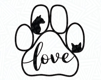 Katzenliebe in der Pfote SVG - Katze SVG - Katzenpfote Abdruck SVG - Pfote Abdruck SVG - Digital Download - Cricut - Silhouette - Clip Art - Cut File - Katze Png
