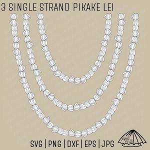 3 Single Strand Pikake Lei SVG - Pikake Lei Clip Art - Hawaii Lei PNG - Digital Download - Pikake Flower SVG - Tote Bag Design Svg - Laser