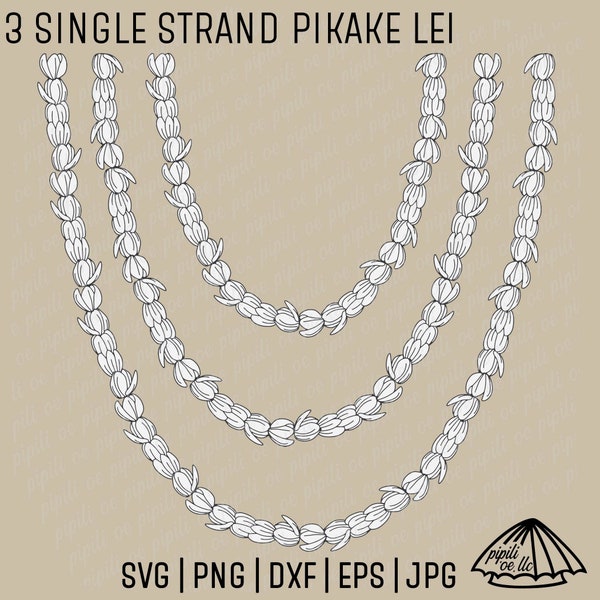 3 Single Strand Pikake Lei SVG - Pikake Lei Clip Art - Hawaii Lei PNG - Digital Download - Pikake Flower SVG - Tote Bag Design Svg - Laser
