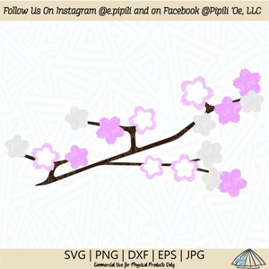 Kirschblüten und Zweig SVG - Kirschblüte SVG - Sakura Blume SVG - digitaler Download - Kirschblüte Png - Kirschblüte Dxf