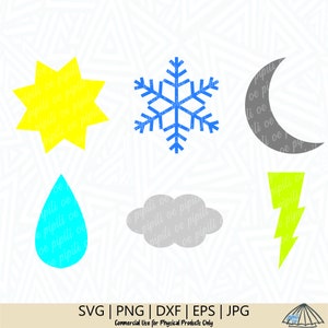 Meteo Forme Bundle SVG - Bundle SVG - Weather Clipart - File bundle SVG per Cricut - Forme per carte Svg - Scrapbooking Svg