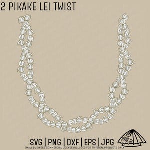 2 Pikake Lei Twist SVG - Pikake Lei SVG - File di incisione laser - Magliette SVG Lei - Stampa Pikake Lei - Clip Art di gelsomino arabo - Pikake Png